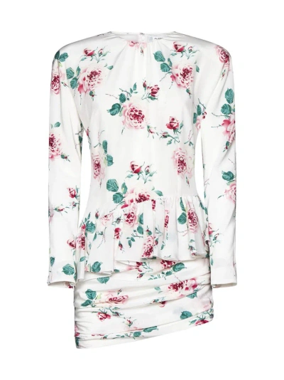 Alessandra Rich Ruffled Silk-crepe Mini Dress In White