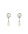 Alessandra Rich Drop-pearl Crystal Detail Earrings In White