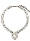 Alessandra Rich Drop Stone Necklace In Silver