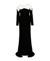 Alessandra Rich Bow-detail Off-shoulder Velvet Gown In Black