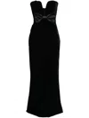 Alessandra Rich Bow-detail Strapless Velvet Gown In Black