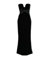 Alessandra Rich Bow-detail Strapless Velvet Gown In Black