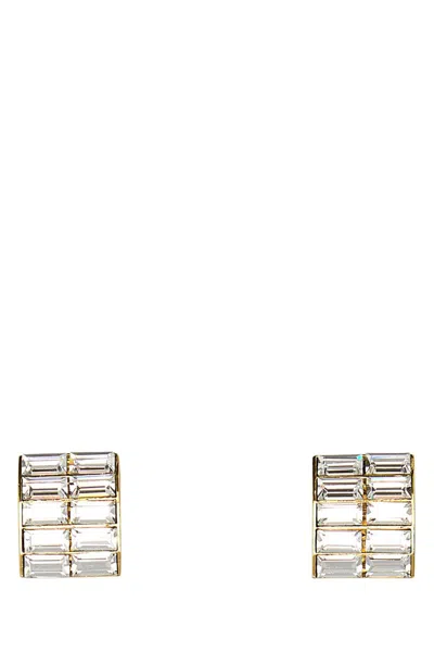 Alessandra Rich Rectangle Crystal Earrings In Crygold