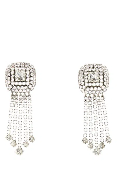 Alessandra Rich Silver Crystal Drop Earrings