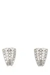 Alessandra Rich Metal Earrings Adorned Rhinestone Embellishments In Crysilver
