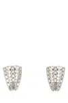 Alessandra Rich Metal Earrings Adorned Rhinestone Embellishments In Silver