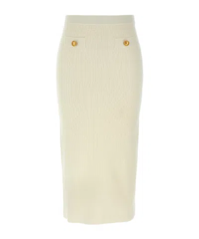 ALESSANDRA RICH ALESSANDRA RICH REAR SLIT RIBBED MIDI SKIRT