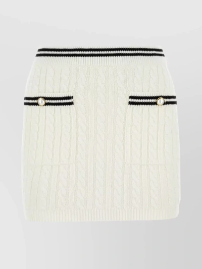 Alessandra Rich Elastic Waistband Cotton Mini Skirt In White