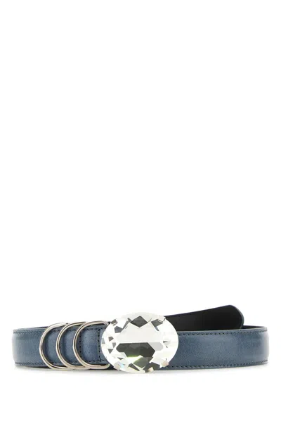 Alessandra Rich Embellished Buckle Belt In Opaline