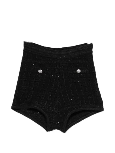 Alessandra Rich Embellished-button Mini Shorts In Black