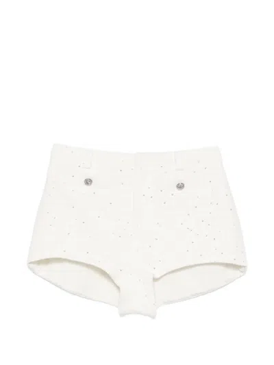 Alessandra Rich Embellished-button Mini Shorts In White