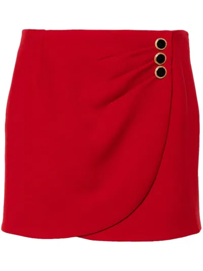 ALESSANDRA RICH EMBELLISHED-BUTTON VIRGIN WOOL MINI SKIRT
