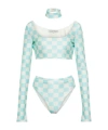 Alessandra Rich Embellished Checked Bikini In Multi