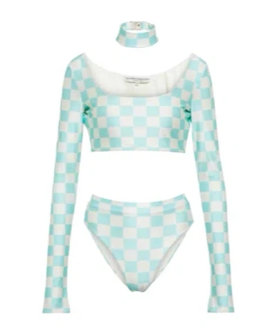 Alessandra Rich Embellished Checked Bikini In Multi