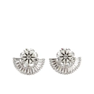 Alessandra Rich Crystal-embellished Clip-on Earrings In Silver