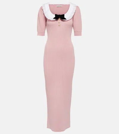 Alessandra Rich Embellished Cotton-blend Midi Dress In Pink