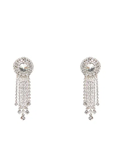 Alessandra Rich Embellished Dangle Clip In White