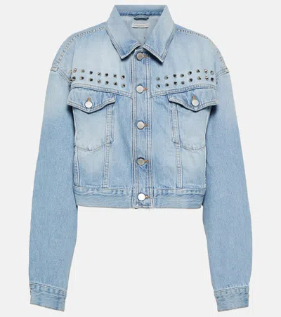 Alessandra Rich Embellished Denim Jacket In Blue