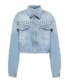 Alessandra Rich Embellished Denim Jacket In Blue