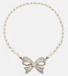 Alessandra Rich Embellished Faux Pearl Necklace In Silver