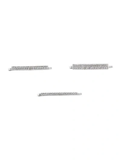 Pre-owned Alessandra Rich Embellished Hair Clip Set In Silver