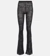 Alessandra Rich Embellished High-rise Flared Lace Pants In Black