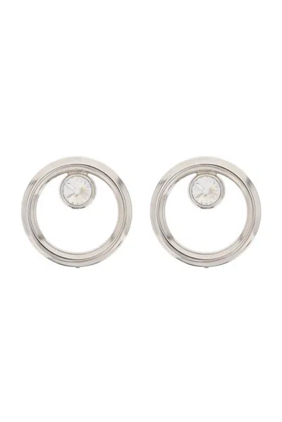 Alessandra Rich Embellished Hoop Earrings In Silver