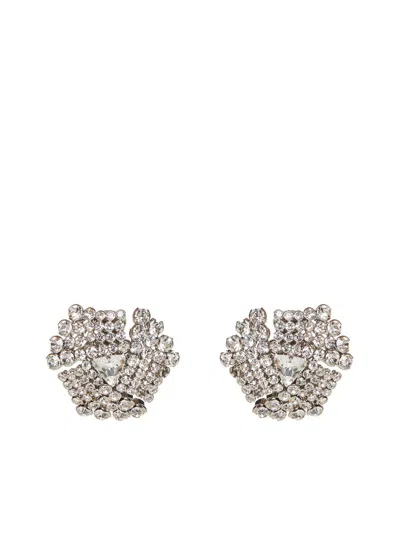 Alessandra Rich Embellished Iridescent Effect Clip In Silver
