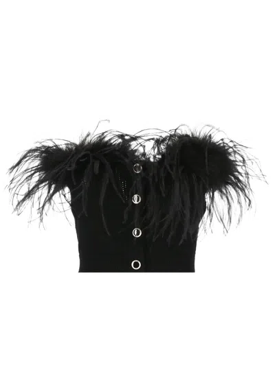 Alessandra Rich Feather-trim Mini Skirt In Black