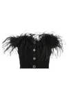 Alessandra Rich Feather-trim Mini Skirt In Black