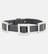 Alessandra Rich Embellished Leather Necklace In Black