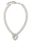 Alessandra Rich Embellished Metal Duo Stone Necklace