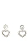 Alessandra Rich Heart-shaped Crystal Dangle Earrings In White