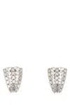 Alessandra Rich Metal Earrings Adorned Rhinestone Embellishments In Crysilver