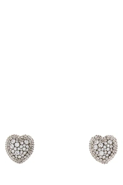 Alessandra Rich Embellished Metal Heart Earrings