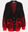 Alessandra Rich Embellished Jacquard Cardigan In Black-red