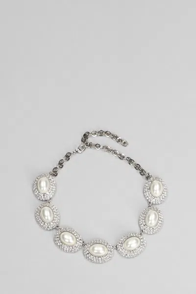 Alessandra Rich Embellished Necklace In Silver