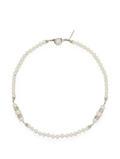 Alessandra Rich Embellished Pearl Necklace In White
