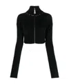 Alessandra Rich Embellished Ribbed-knit Cardigan In Black