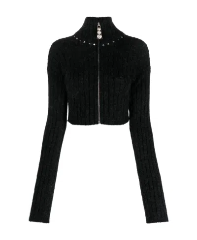 ALESSANDRA RICH ALESSANDRA RICH ZIP-UP RIB-KNIT CARDIGAN