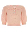 ALESSANDRA RICH ALESSANDRA RICH EMBELLISHED SHORT PUFF SLEEVED KNITTED TOP