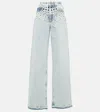 Alessandra Rich Jeans With Studs In Blue