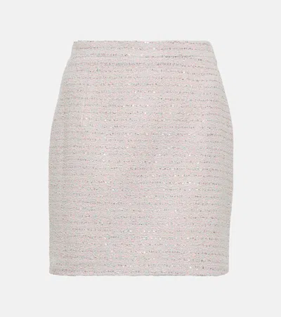 Alessandra Rich Sequin Embellished Tweed Miniskirt In Neutral