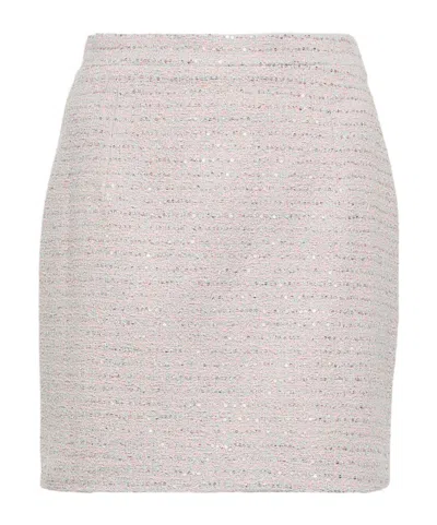 Alessandra Rich Embellished Tweed Miniskirt In Pink