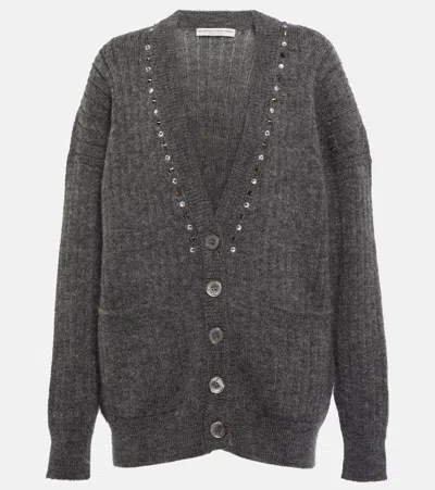 ALESSANDRA RICH EMBELLISHED WOOL-BLEND CARDIGAN