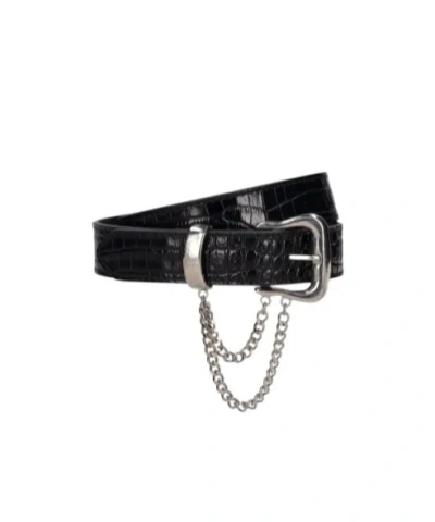 Alessandra Rich Embossed Leather Belt In Black