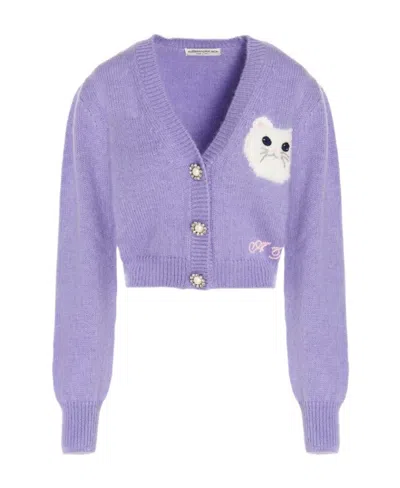 Alessandra Rich Embroidered Button-up Cardigan In Purple