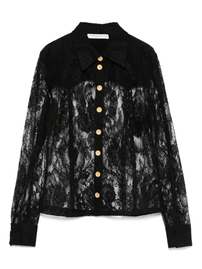 Alessandra Rich Embroidered-lace Shirt In Black