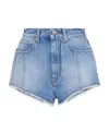 Alessandra Rich Embroidered Logo Denim Shorts In Blue