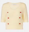 Alessandra Rich Embroidered Pointelle-knit Mohair-blend Sweater In Neutral
